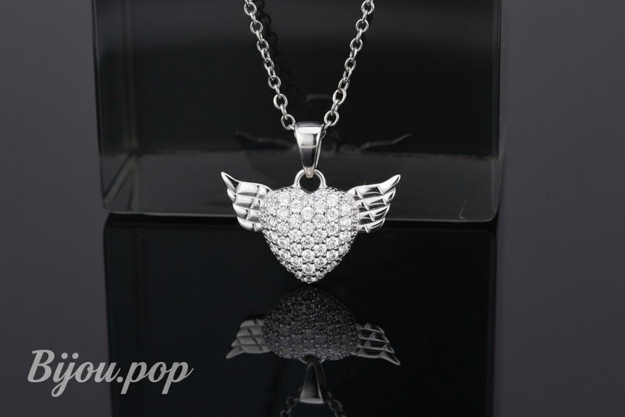 3W1378 - Rhodium 925 Sterling Silver Chain Pendant with AAA Grade CZ