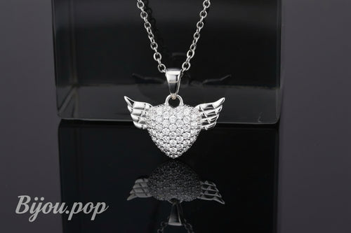 3W1378 - Rhodium 925 Sterling Silver Chain Pendant with AAA Grade CZ