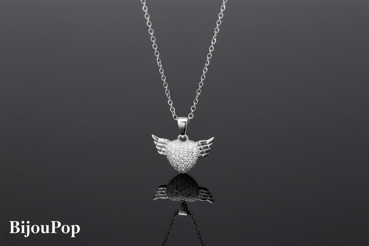 3W1378 - Rhodium 925 Sterling Silver Chain Pendant with AAA Grade CZ