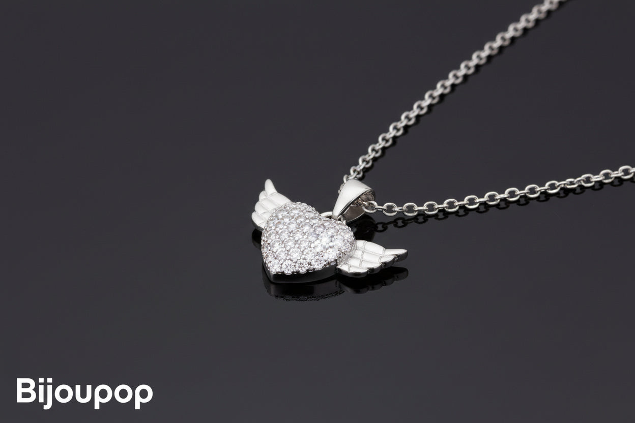 3W1378 - Rhodium 925 Sterling Silver Chain Pendant with AAA Grade CZ