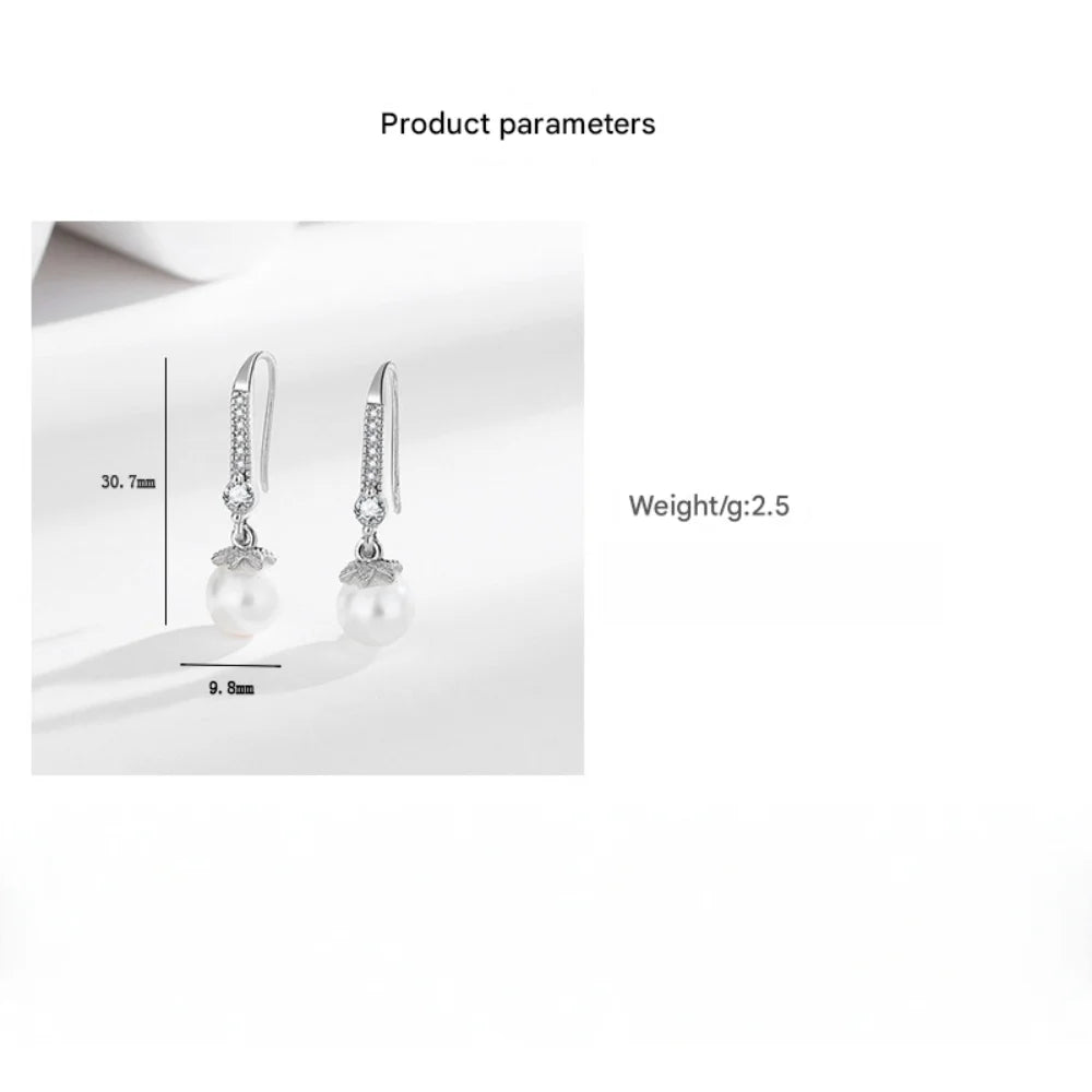 Luminous Pearl and Zircon Drop Earrings